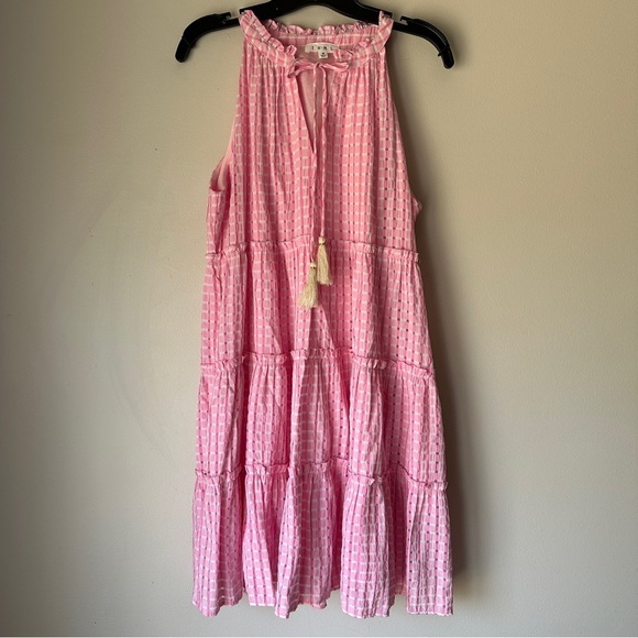 THML Dresses & Skirts - THML Sleeveless Pink Sun Dress Lined gingham size Medium
